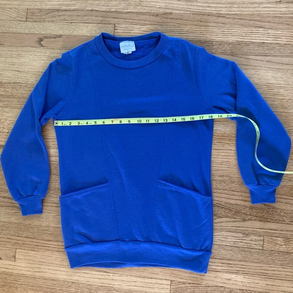 Vintage 80s Royal Blue Dolman Crewneck Tunic - Picture 6 of 10